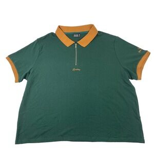 Spalding X UNKNWN Green Brown Contrast Collar Zipper Polo Size 2XL XXL